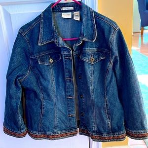 EUC Axcess Jean Jacket with Southwest Trim, size 14 Misses